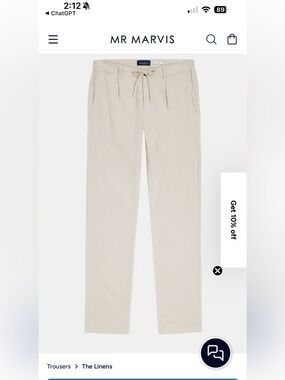 MR MARVIS The Linens Linen Blend Pants Men’s L2 Beige Made in Portugal